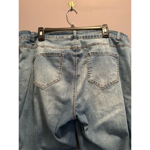Ashley Stewart Jeans Womens Plus Size 16 Blue Skinny Pearl Beaded Stripe - Picture 7 of 9